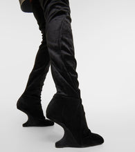 Rick Owens Cantilever velvet over-the-knee boots