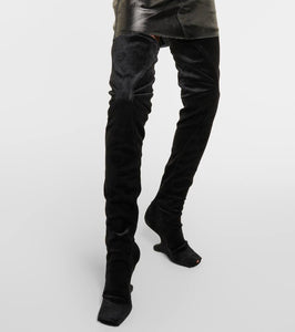 Rick Owens Cantilever velvet over-the-knee boots