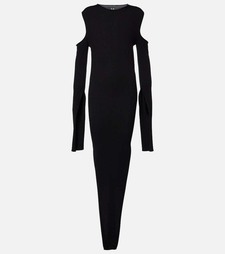 Rick Owens Caped wool maxi dress. Rick Owens 披肩羊毛长裙