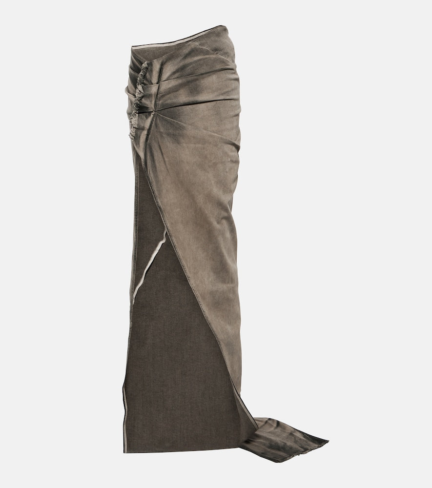 Rick Owens DRKSHDW Edfu denim maxi skirt - Rick Owens DRKSHDW Edfu 牛仔长裙