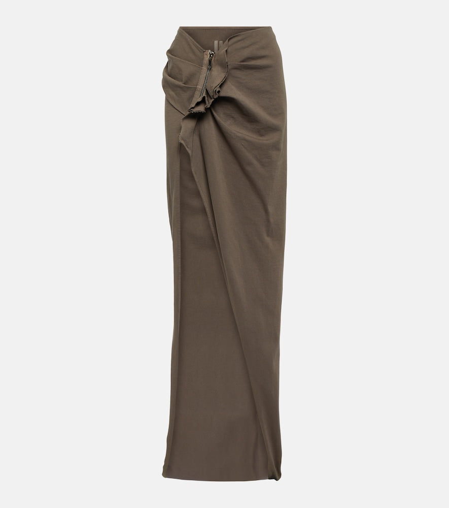 Rick Owens DRKSHDW gathered cotton maxi skirt - Rick Owens DRKSHDW 褶皱棉质长裙