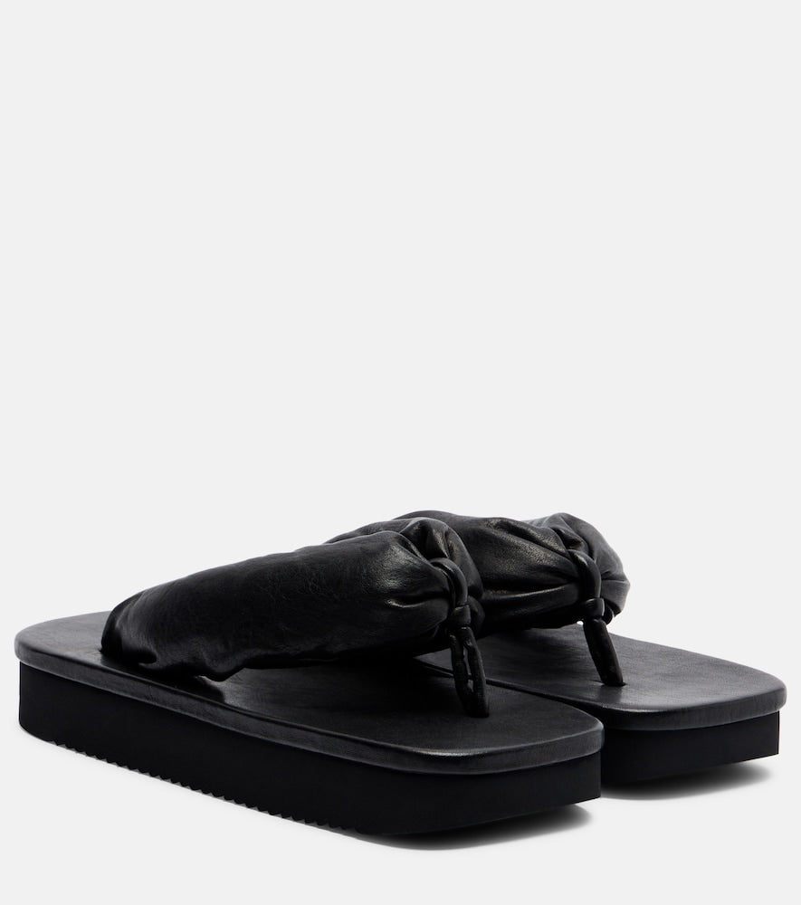 Rick Owens Leather platform thong sandals