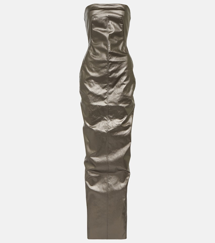 Rick Owens Lido corset coated denim gown. Rick Owens Lido 紧身胸衣涂层牛仔礼服