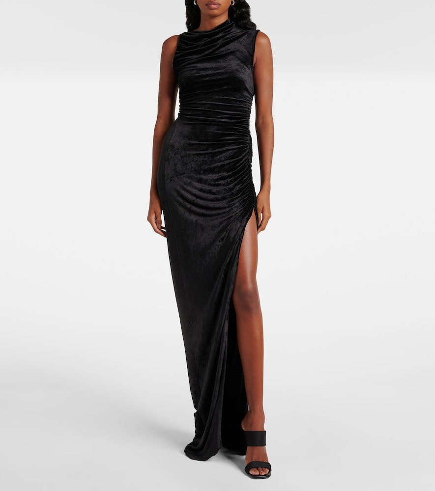 Rick Owens Lilies Svita ruched velvet jersey gown
