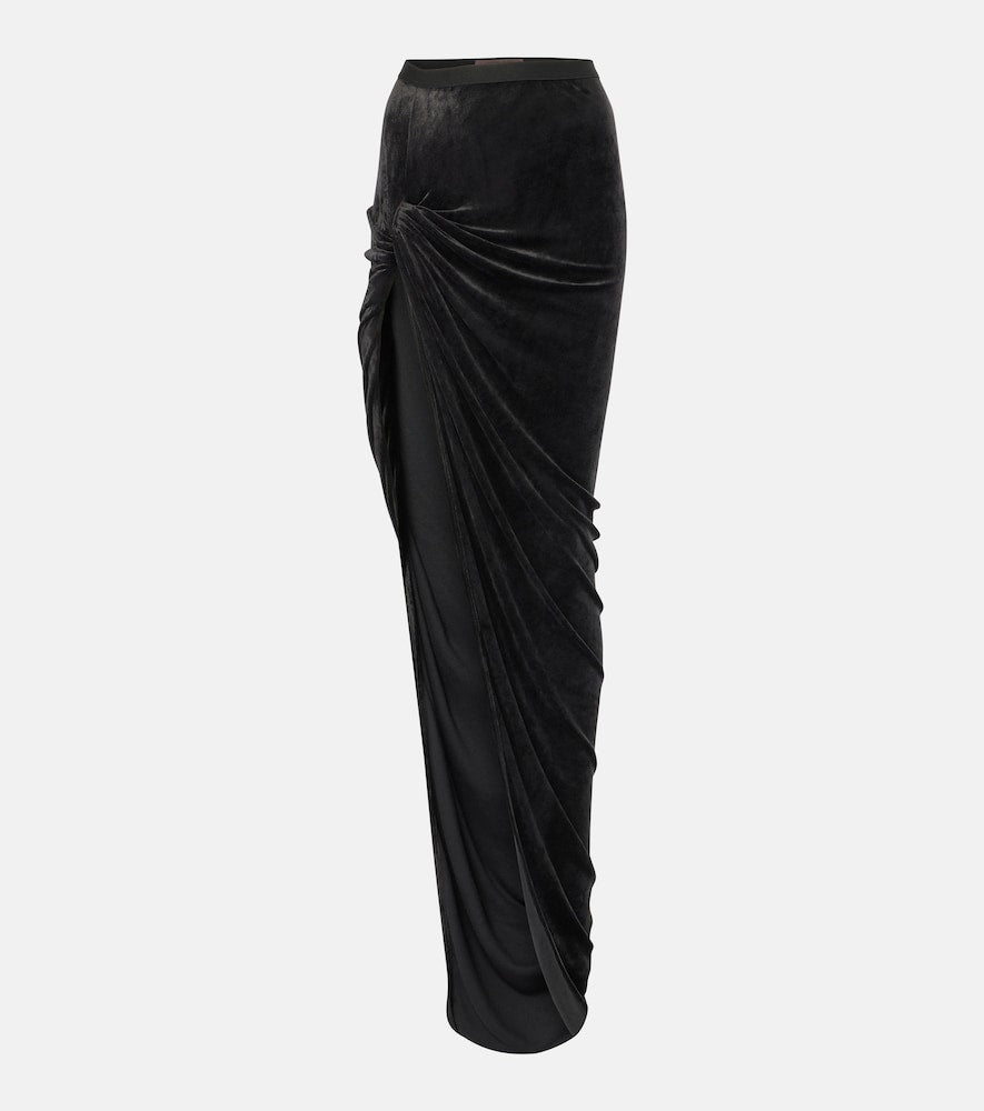 Rick Owens Lilies Twist Edfu velvet maxi skirt - Rick Owens Lilies Twist Edfu 天鹅绒长裙