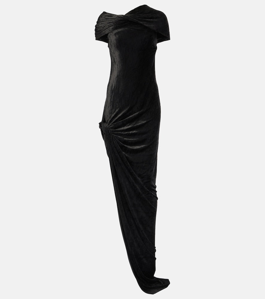 Rick Owens Lola asymmetric velvet gown. Rick Owens Lola 不对称天鹅绒礼服