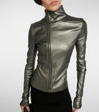 Rick Owens Metallic leather and cotton jacket
