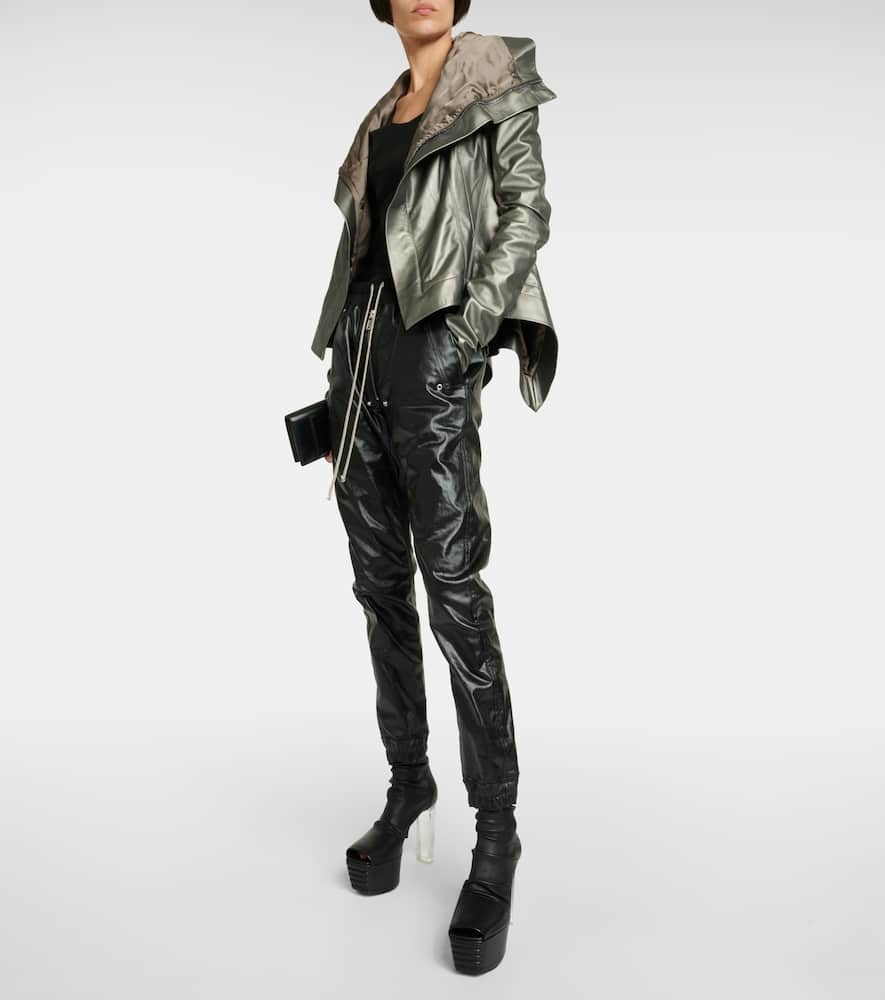 Rick Owens Metallic leather biker jacket