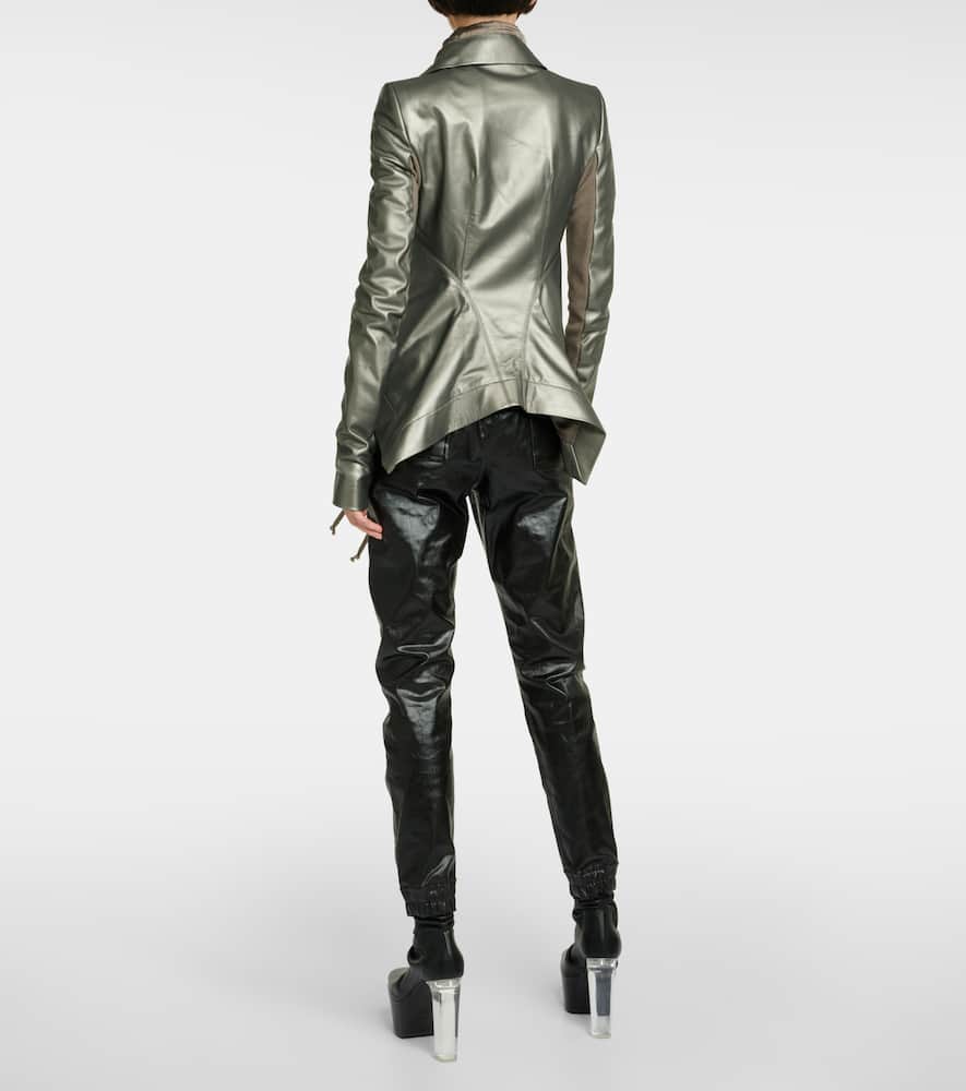 Rick Owens Metallic leather biker jacket