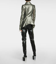 Rick Owens Metallic leather biker jacket