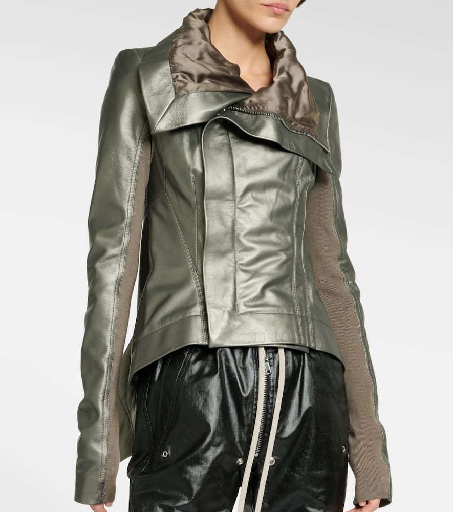 Rick Owens Metallic leather biker jacket
