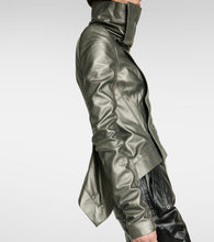 Rick Owens Metallic leather biker jacket