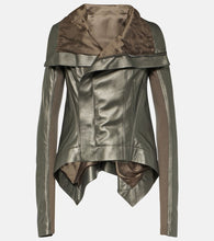 Rick Owens Metallic leather biker jacket