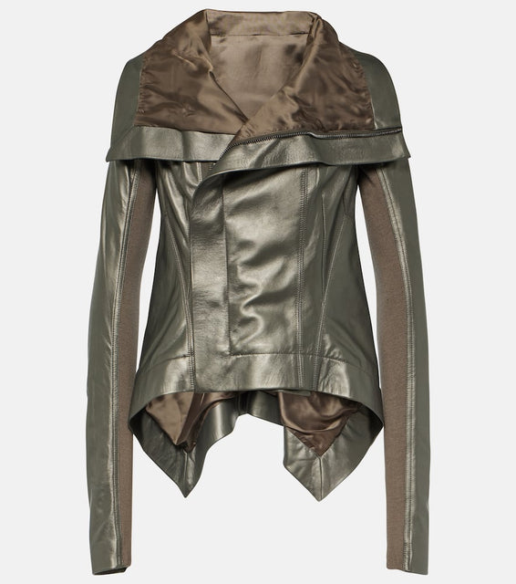 Rick Owens Metallic leather biker jacket