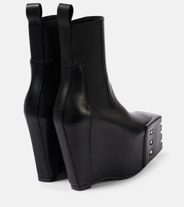 Rick Owens Porterville leather wedge chelsea boots