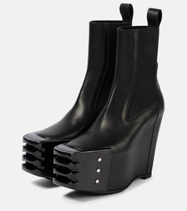 Rick Owens Porterville leather wedge chelsea boots
