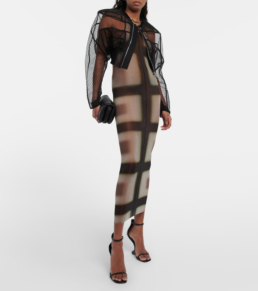 Rick Owens Printed sheer midi dress