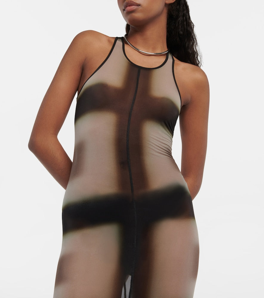 Rick Owens Printed sheer midi dress