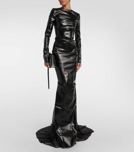 Rick Owens Ruched coated cotton gown