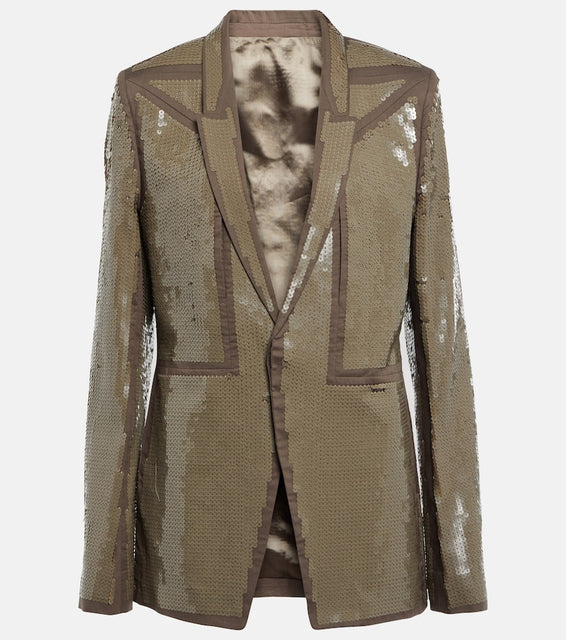 Rick Owens Sequined single-breasted cotton blazer