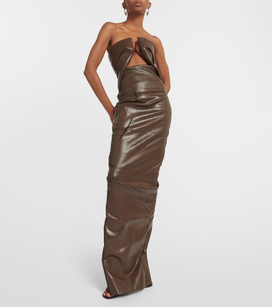 Rick Owens Strapless coated denim gown