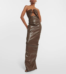 Rick Owens Strapless coated denim gown