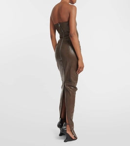 Rick Owens Strapless coated denim gown