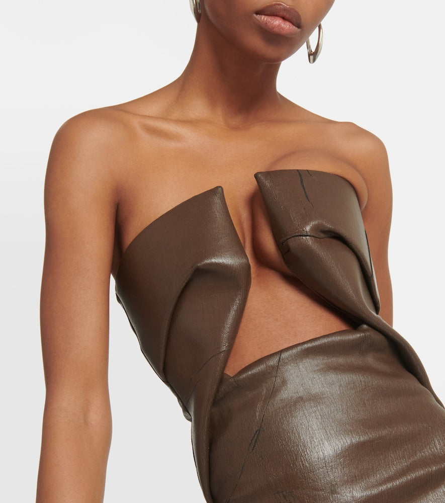Rick Owens Strapless coated denim gown