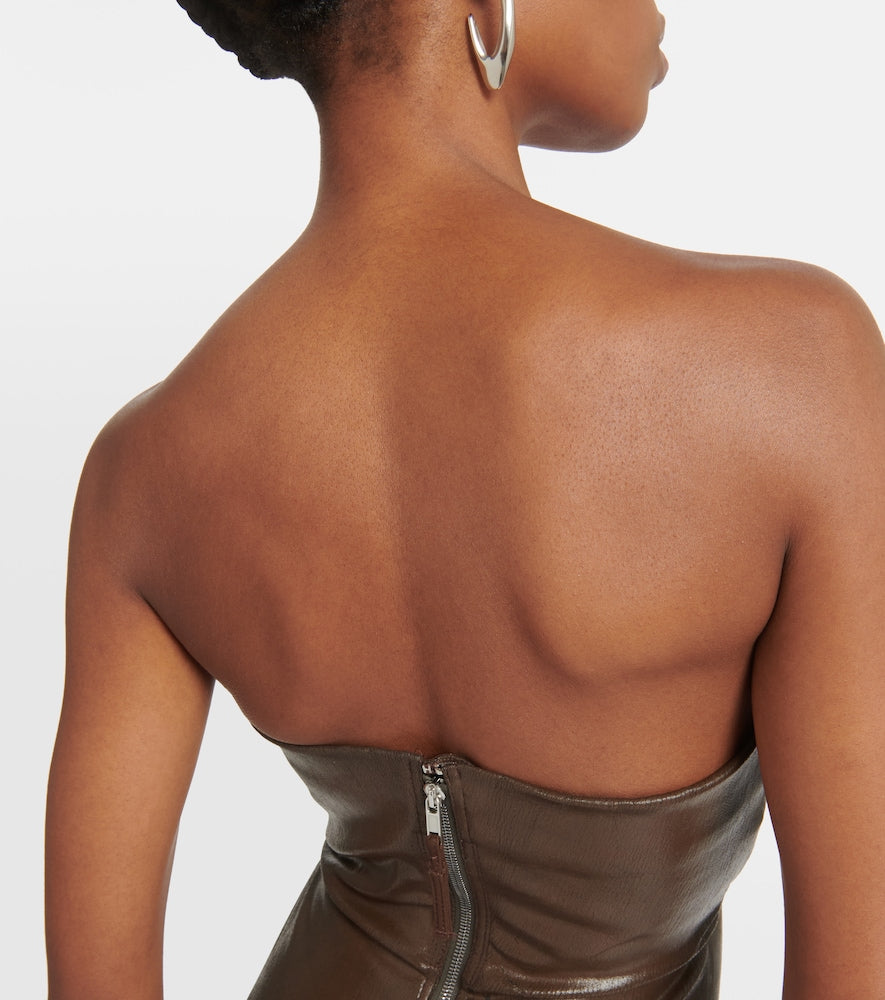 Rick Owens Strapless coated denim gown