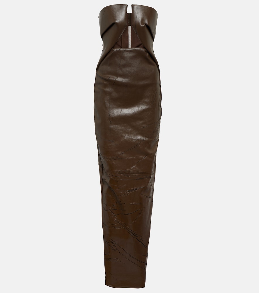 Rick Owens Strapless coated denim gown. Rick Owens 无肩带涂层牛仔礼服