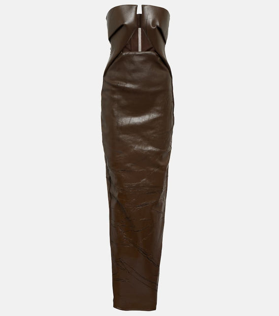 Rick Owens Strapless coated denim gown