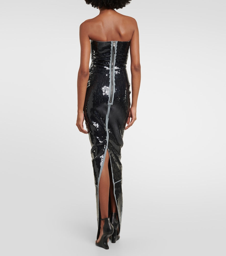 Rick Owens Strapless sequined gown