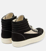 Rick Owens Suede-trimmed denim high-top sneakers
