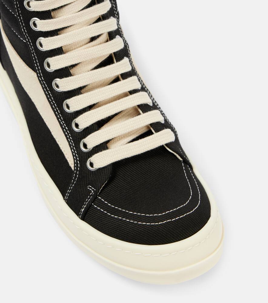 Rick Owens Suede-trimmed denim high-top sneakers