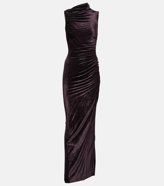 Rick Owens Svita gathered velvet maxi dress