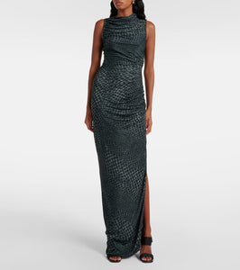 Rick Owens Svita printed ruched jersey gown