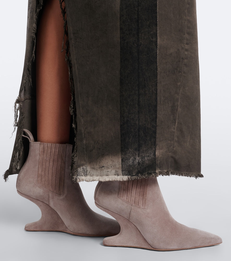 Rick Owens Cantilever suede wedge boots (Pink) - Mid Heels
