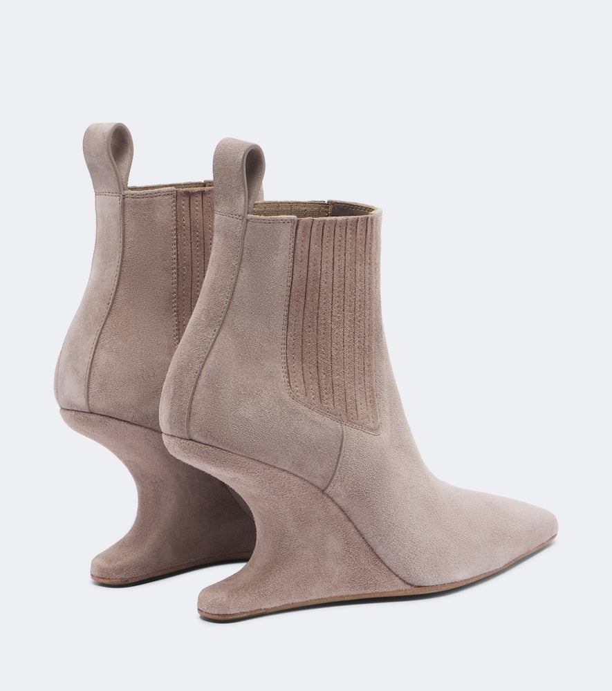 Rick Owens Cantilever suede wedge boots (Pink) - Mid Heels