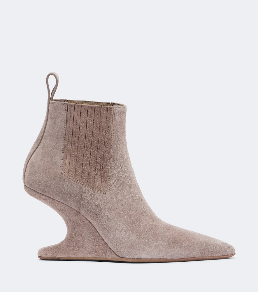 Rick Owens Cantilever suede wedge boots (Pink) - Mid Heels