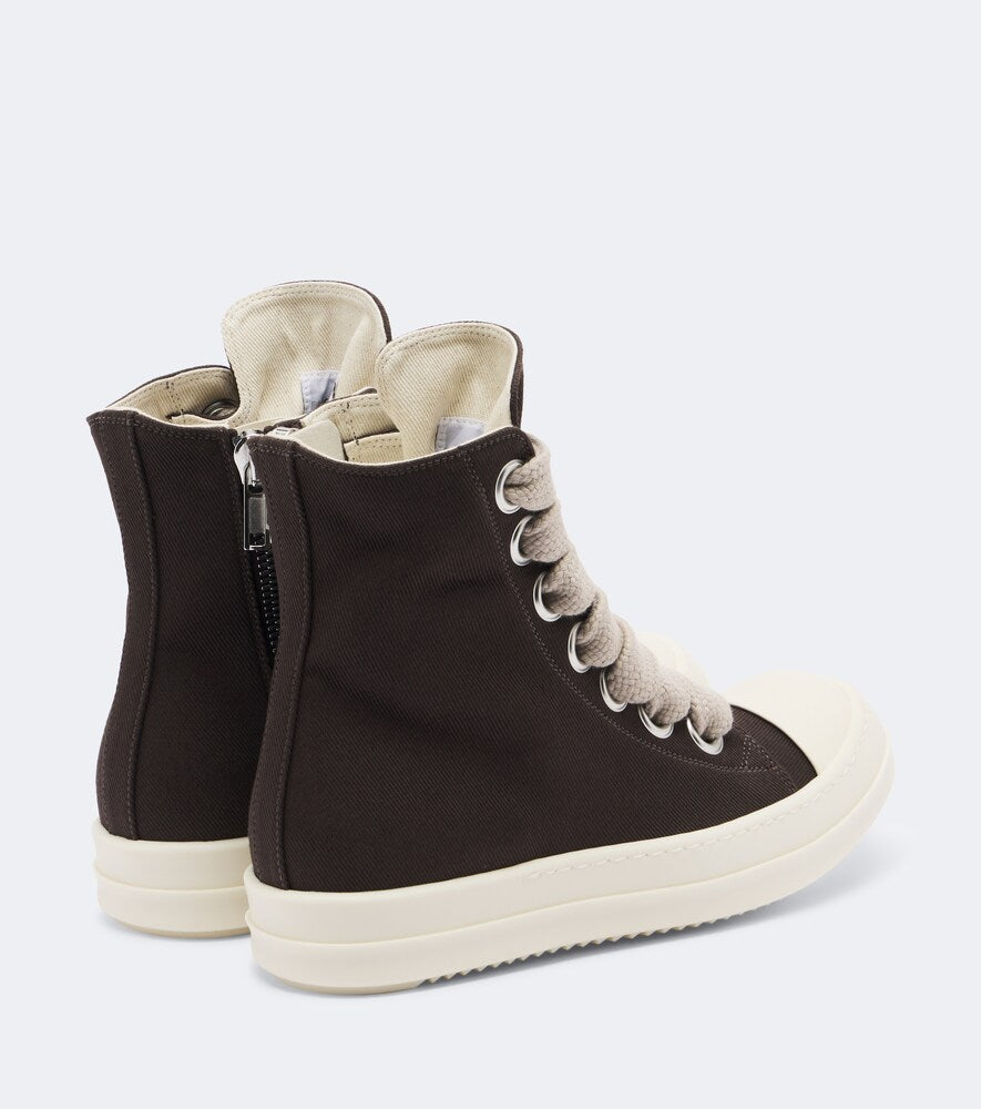 Rick Owens Jumbolace denim sneakers - Brown High Top Sneakers