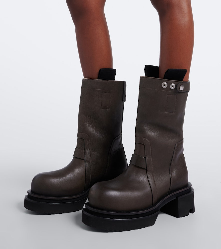 Rick Owens Leather mid-calf boots (Grey) - Flat Boots