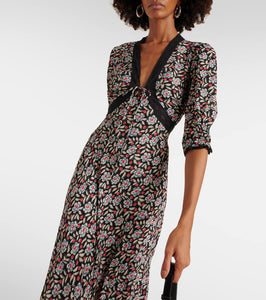 Rixo Amina floral crêpe midi dress