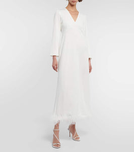 Rixo Bridal Mya feather-trimmed dress
