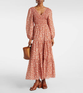 Rixo Brooke floral cotton and silk midi dress