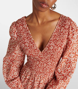 Rixo Brooke floral cotton and silk midi dress