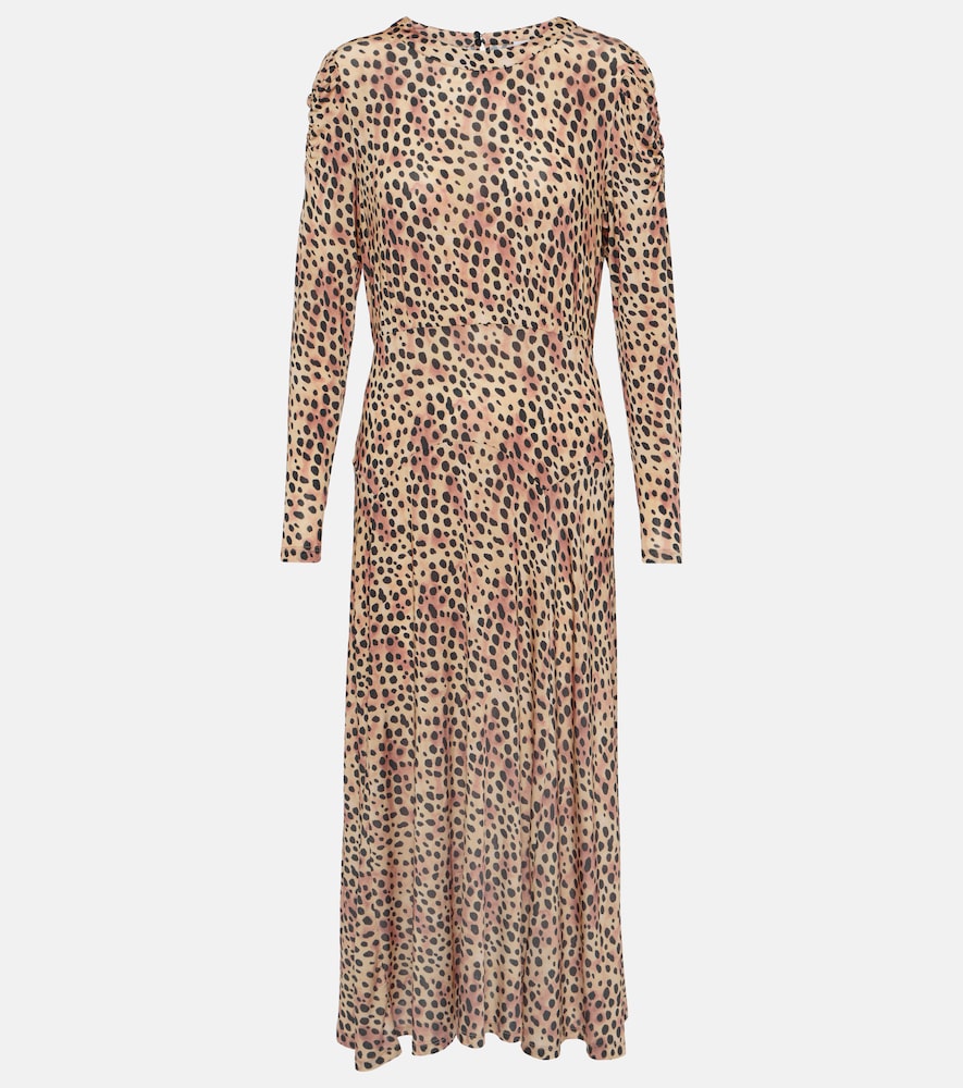 Rixo Cerise leopard-print midi dress. Rixo Cerise 豹纹中长连衣裙