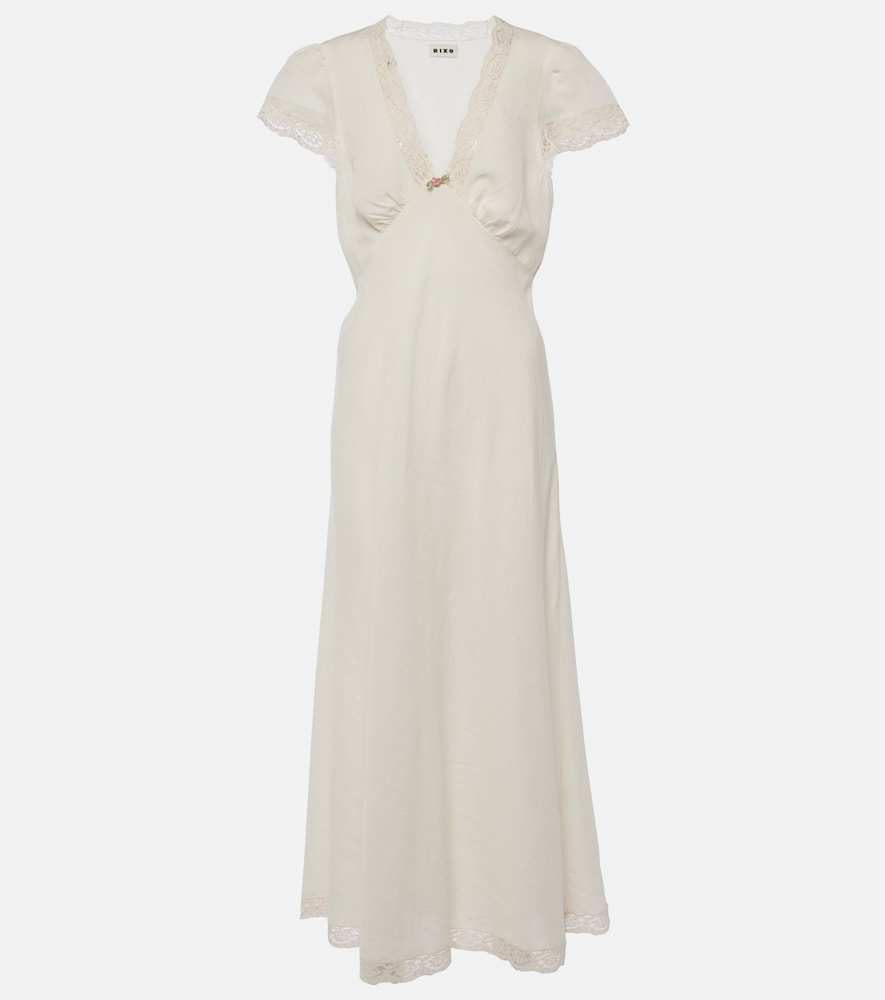 Rixo Clarice lace-trimmed midi dress. Rixo Clarice 蕾丝边饰中长连衣裙