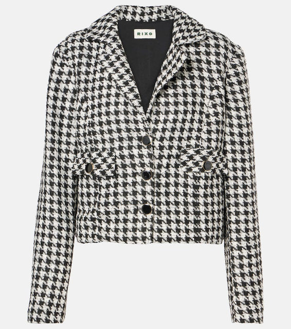 Rixo Houndstooth cropped jacket