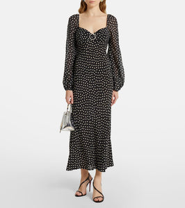 Rixo Ivy polka-dot silk maxi dress
