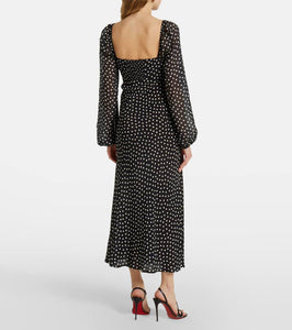 Rixo Ivy polka-dot silk maxi dress